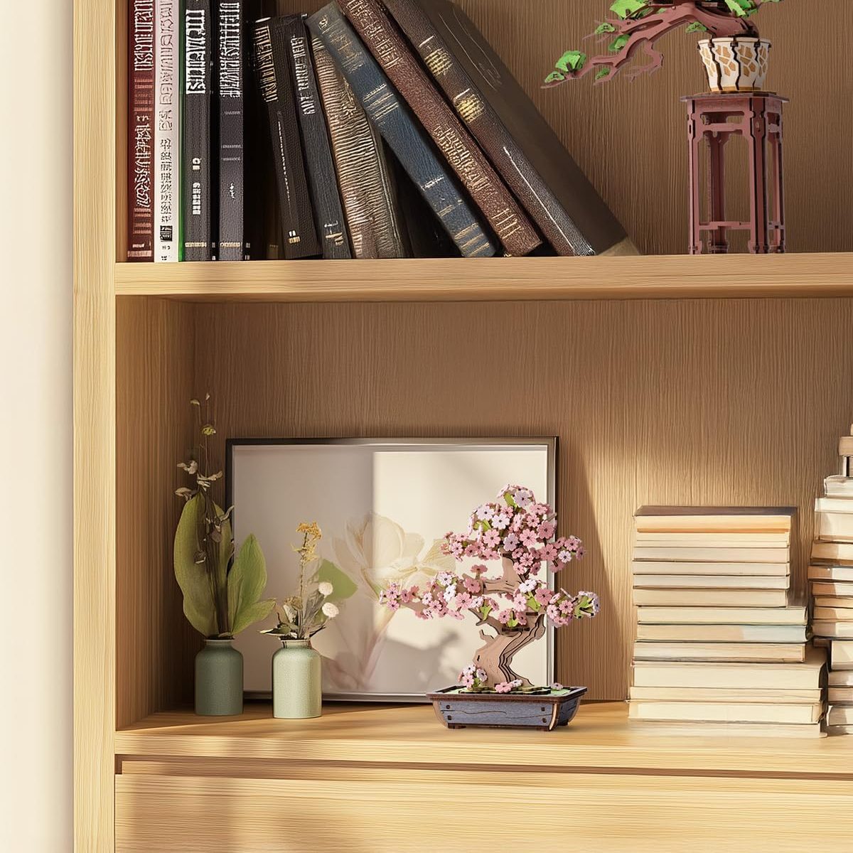 Sakura Bonsai 3D Puzzles Wooden Artificial Cherry Blossom Tree DIY Model Building Kit for Home Decoration and Office Art Creative Gifts