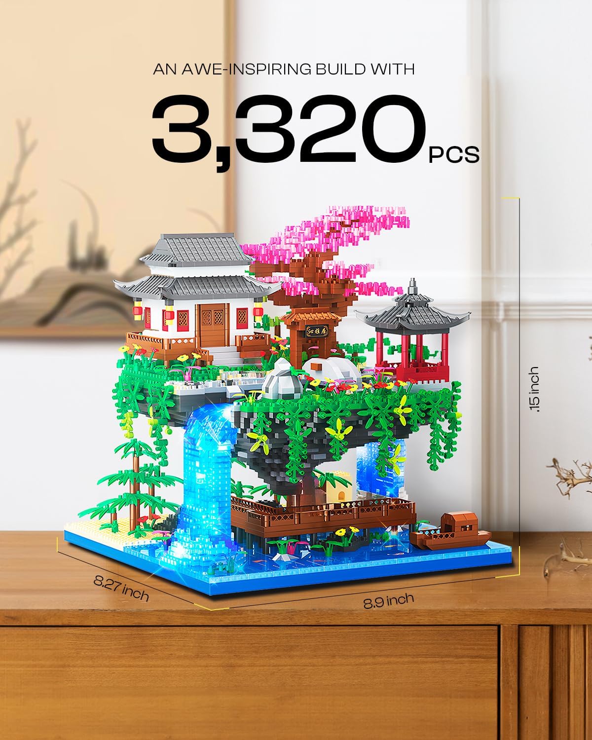 Big Bonsai Flowers Tree Architecture Set for Boys 14 Lighting Cherry Blossom Tree House Building Kit with Box for Adults Toys for Boys/Girls Age 12, 2.5mm MICROPARTICLE