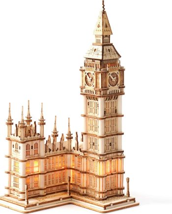 3D Puzzle for Adults Wooden Craft Kits for Teens DIY Construction Model Kit with LED Light to Build Educational Big Ben Set Toys Birthday Gifts