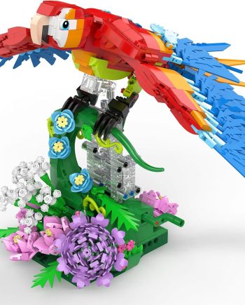 Parrot Floral Building Set,  Flower and Parrot Collectible Table Art Kit, Creator 2 in 1 Animals Bird Ideas Gifts Toys for Adults and Teens Age 14+ (1176 PCS)