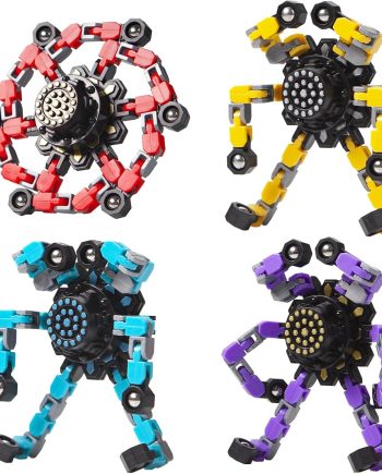 Transformable Fidget Spinners Toys 4 Pcs for Kids and Adults Stress Relief Sensory Toys for Boys and Girls Age 13 Fingertip Gyros Valentines Day Gifts Men Easter Stocking Stuffers for Teens