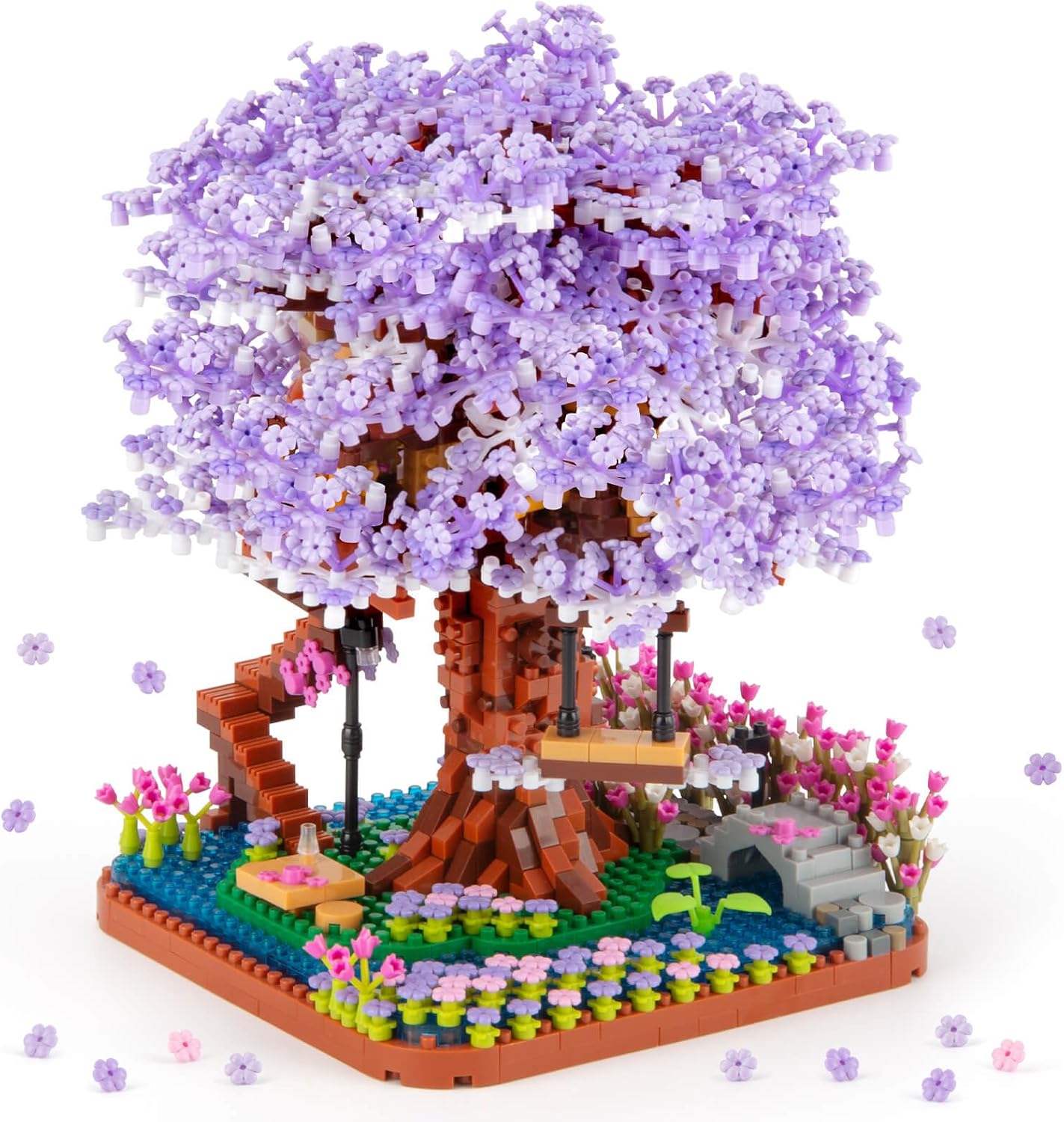 Cherry Blossom Bonsai Tree Micro Building Set, Sakura Tree House Model Sets, Flowers House Mini Bricks Building Kit, Creative Toys for Teens Adults 14+ (2200PCS)
