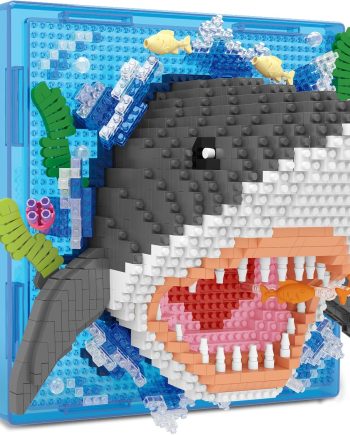 Shark Animal 3D Wall Art Micro Mini Building Blocks Set, Unique Home Wall Decor or Table Display, No Compatible with Lego Set, Ideal Gift Toy for Adults & Teens (1644 PCS)