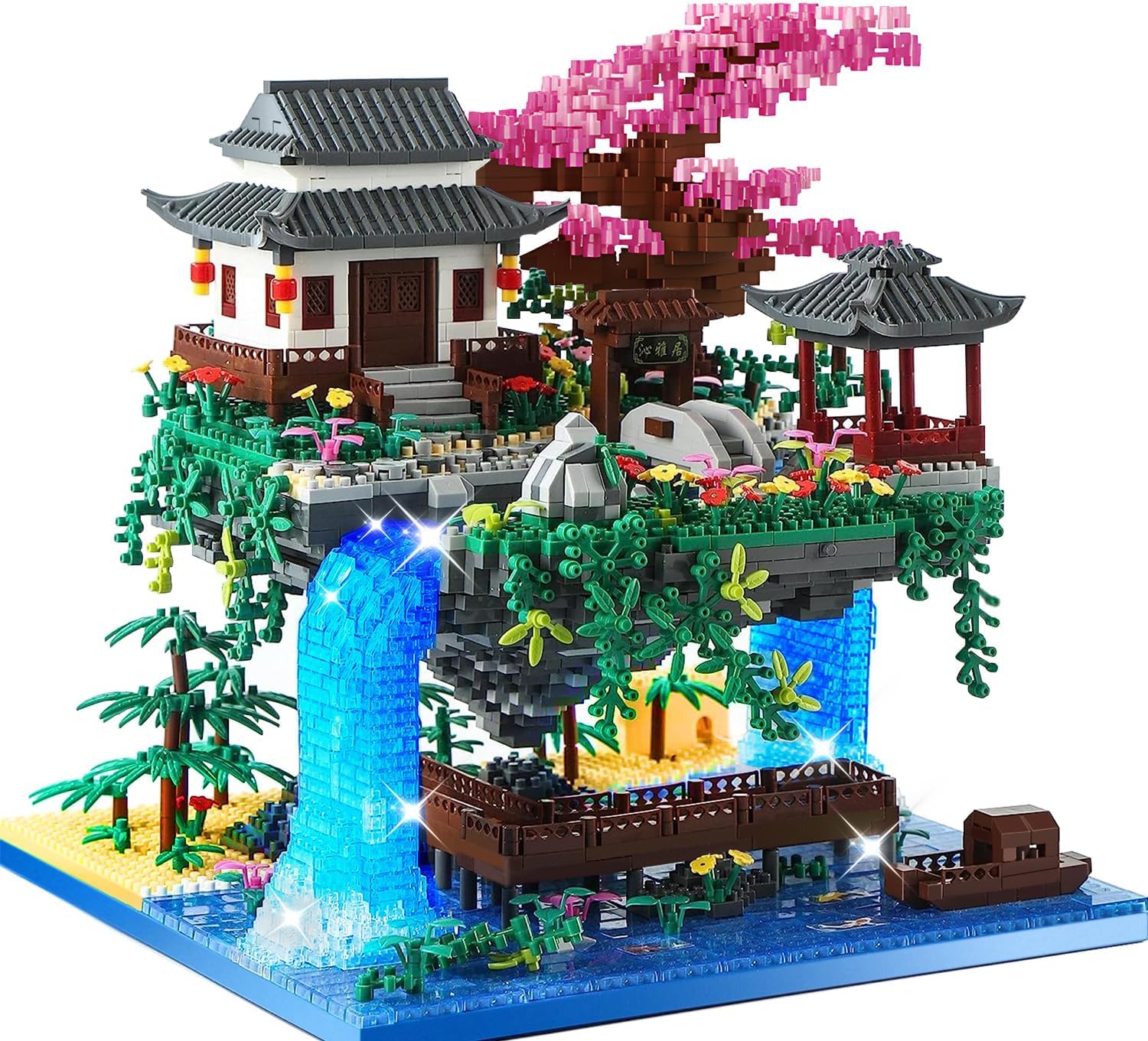 Big Bonsai Flowers Tree Architecture Set for Boys 14 Lighting Cherry Blossom Tree House Building Kit with Box for Adults Toys for Boys/Girls Age 12, 2.5mm MICROPARTICLE