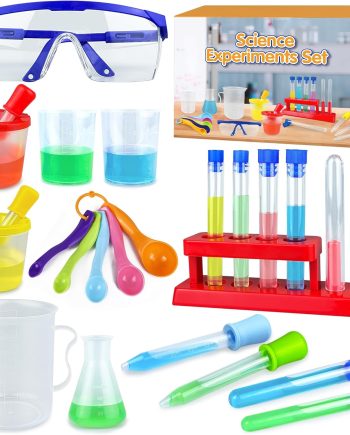24PCS Educational Lab Science Experiments Early Learning Kit for Boys and Girls with Many Tools Droppers Plastic Test Tubes with Caps Lab Science Supplies Test