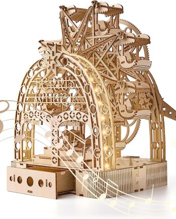 3D Wooden Puzzles for Adults: 3D Puzzle Light-Up Ferris Wheel with Music Box - 222psc Wooden Puzzles Model Building Kits Fun Gifts for Adult with Storage Box - Hobbies for Men Women（Large）