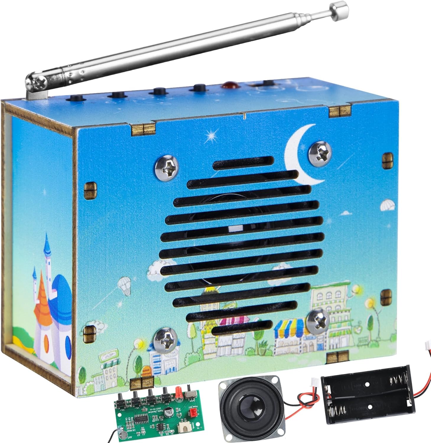 Science Kits for Kids Age 12 12-14, Kits for Kids Age 10, Toys Build Your Own FM Radio Kit, DIY Electronic Craft Projects Gifts for Teen Girls Boys 11 13 15 16+ Year Old (Printed Blue)